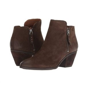 Frye Judy Brown Ankle Boot Side Zippers